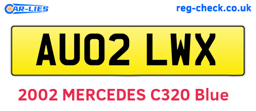 AU02LWX are the vehicle registration plates.