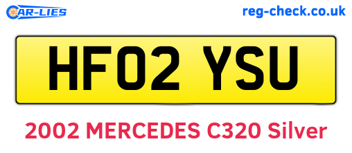 HF02YSU are the vehicle registration plates.