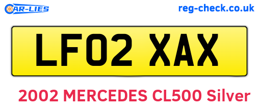LF02XAX are the vehicle registration plates.
