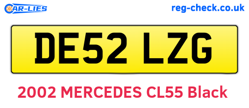DE52LZG are the vehicle registration plates.