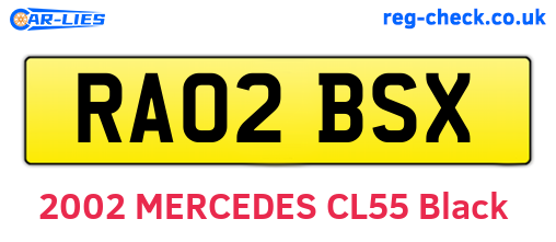 RA02BSX are the vehicle registration plates.