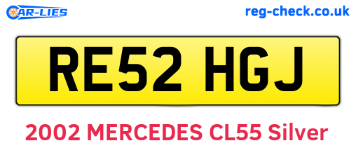RE52HGJ are the vehicle registration plates.