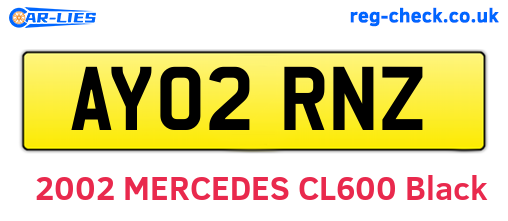 AY02RNZ are the vehicle registration plates.