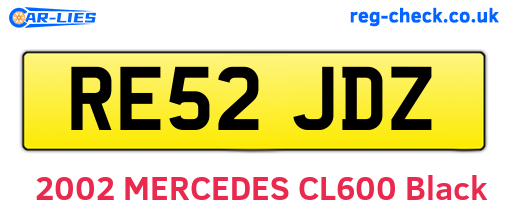 RE52JDZ are the vehicle registration plates.