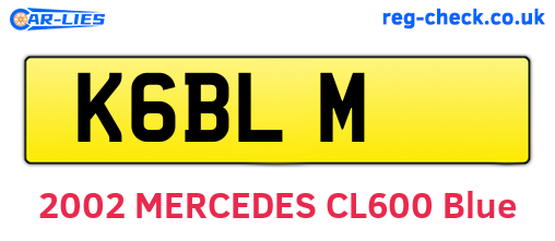 K6BLM are the vehicle registration plates.