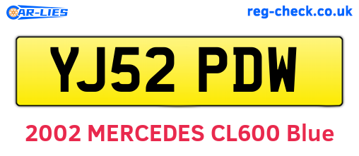 YJ52PDW are the vehicle registration plates.