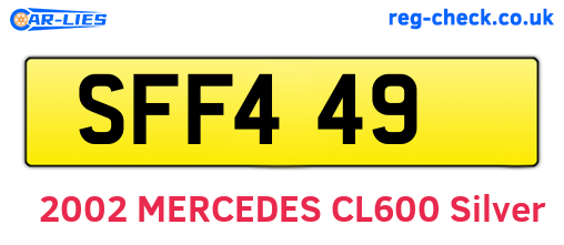 SFF449 are the vehicle registration plates.