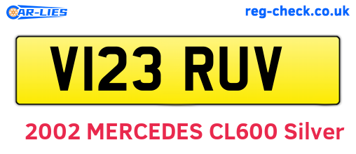 V123RUV are the vehicle registration plates.