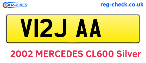 V12JAA are the vehicle registration plates.