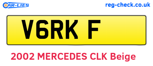 V6RKF are the vehicle registration plates.