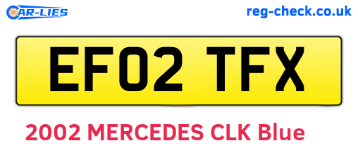 EF02TFX are the vehicle registration plates.