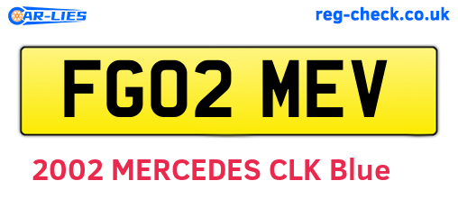 FG02MEV are the vehicle registration plates.