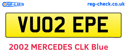 VU02EPE are the vehicle registration plates.