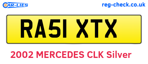 RA51XTX are the vehicle registration plates.