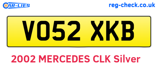 VO52XKB are the vehicle registration plates.