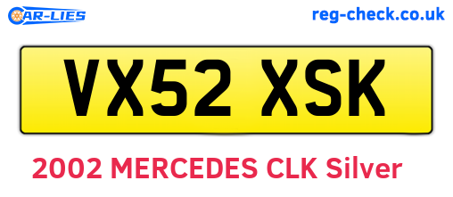 VX52XSK are the vehicle registration plates.