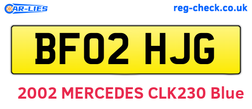 BF02HJG are the vehicle registration plates.
