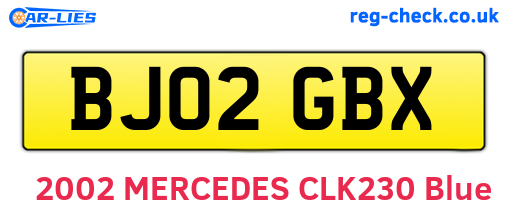 BJ02GBX are the vehicle registration plates.