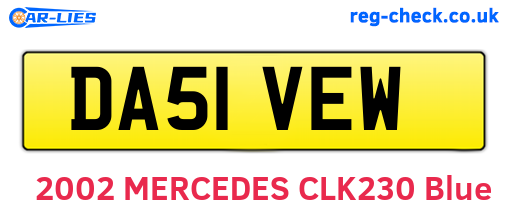 DA51VEW are the vehicle registration plates.