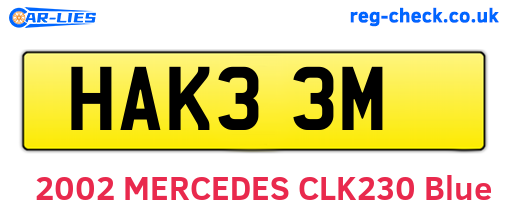HAK33M are the vehicle registration plates.