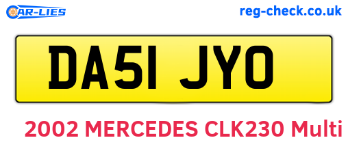 DA51JYO are the vehicle registration plates.