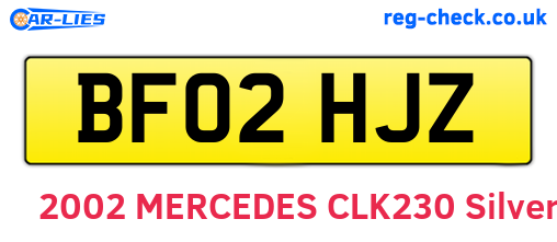 BF02HJZ are the vehicle registration plates.
