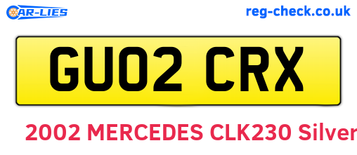 GU02CRX are the vehicle registration plates.