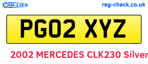 PG02XYZ are the vehicle registration plates.