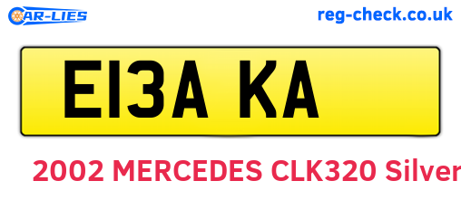 E13AKA are the vehicle registration plates.