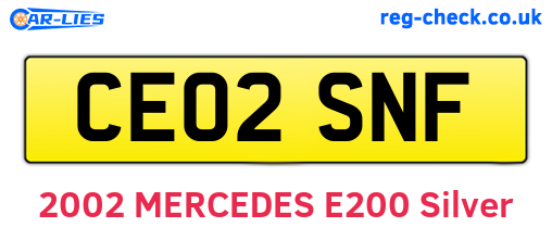 CE02SNF are the vehicle registration plates.