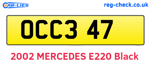 OCC347 are the vehicle registration plates.