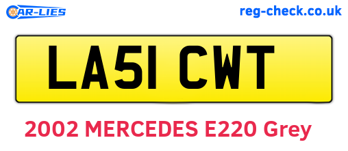 LA51CWT are the vehicle registration plates.