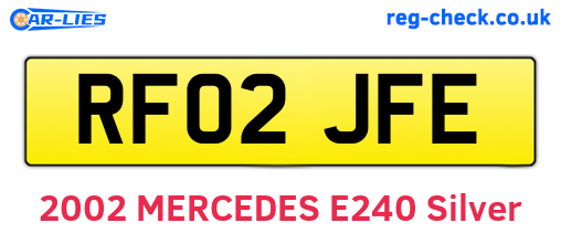 RF02JFE are the vehicle registration plates.