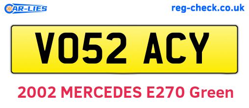 VO52ACY are the vehicle registration plates.