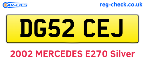 DG52CEJ are the vehicle registration plates.