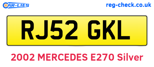 RJ52GKL are the vehicle registration plates.