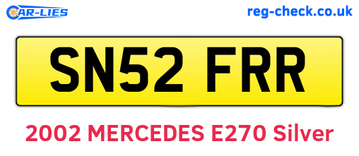 SN52FRR are the vehicle registration plates.
