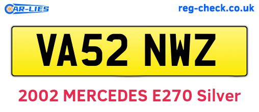 VA52NWZ are the vehicle registration plates.