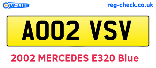 AO02VSV are the vehicle registration plates.