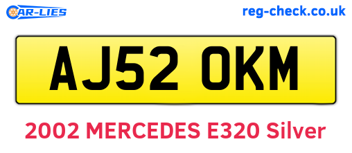 AJ52OKM are the vehicle registration plates.