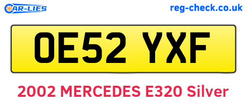 OE52YXF are the vehicle registration plates.