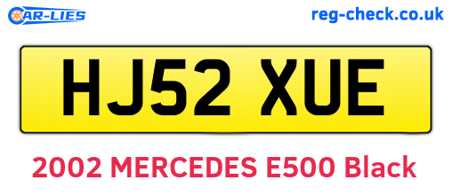 HJ52XUE are the vehicle registration plates.