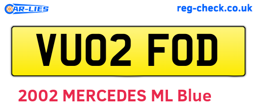 VU02FOD are the vehicle registration plates.