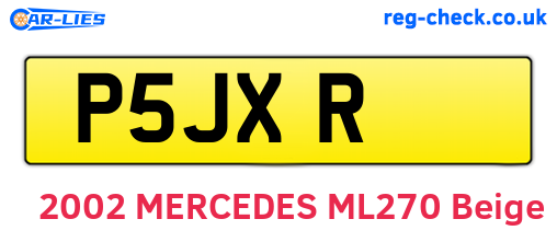 P5JXR are the vehicle registration plates.