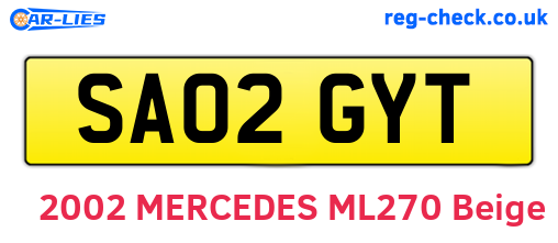 SA02GYT are the vehicle registration plates.