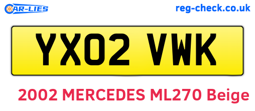 YX02VWK are the vehicle registration plates.