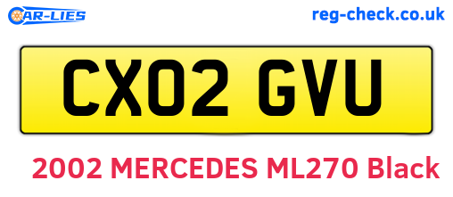 CX02GVU are the vehicle registration plates.