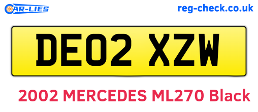 DE02XZW are the vehicle registration plates.