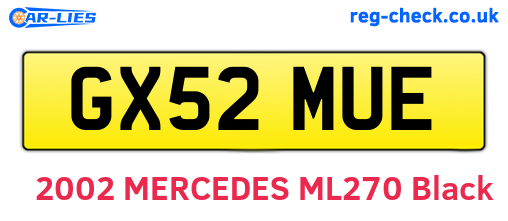 GX52MUE are the vehicle registration plates.