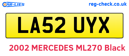 LA52UYX are the vehicle registration plates.